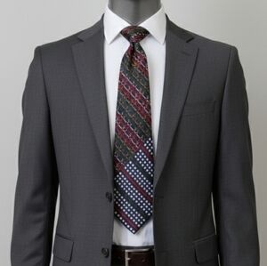 Missoni Red and Blue Geometric Wool & Silk Tie